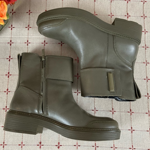 ☘️HP☘️ Franco Sarto “Karrie” Army Green Leather Combat Ankle Boots 9 Thick Sole - Picture 6 of 10